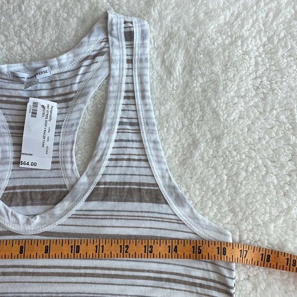 James Perse Neutral Minimalist Striped Racerback Tank Top, Size 3 / Large - Picture 5 of 8